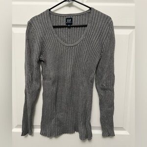 GAP Charcoal Ribbed Knit Top